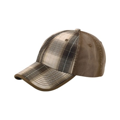 Washed Plaid/Cotton Twill Cap