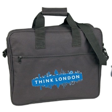 Promotional Portfolio with Zippered Pockets and Shoulder Strap 16" x 13", 600D Polyester