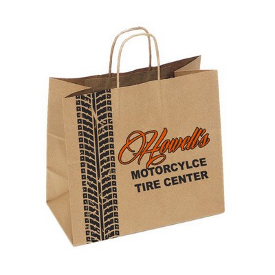 100% Recycled Custom Paper Tan Kraft Shopping Bag w/ Twisted Handles (10.75"x5.5"x10.25")