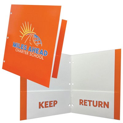 Full color Printed Reinforced Edge School Folder with 3 Hole Punch Fits in Binder