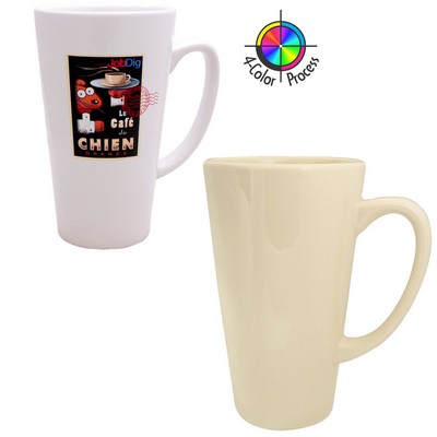 15 Oz. Vitrified Natural Beige Cafe Latte Mug - 4 Color Process