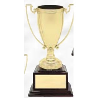 8" Gold Loving Trophy Cup w/ Mahogany Piano Finish Wood Base