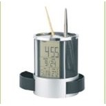 Cylindrical Pen Holder w/Rectangular Desk Clock