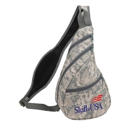 Camouflage Sling Pack with Three Zippered Compartments