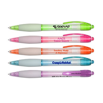 Liqui-Mark® Groove - Retractable Ballpoint Pen w/White Rubber Grip