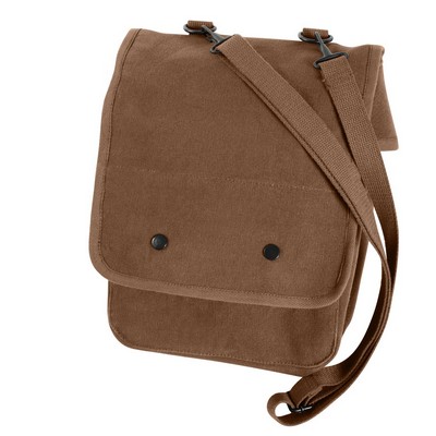 Brown Canvas Map Case Shoulder Bag