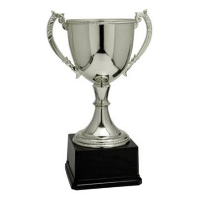 Cup Trophy, Silver Zinc Metal & Weighted Base - 11"