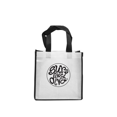 Non-Woven PP White/ Black Shopper (10"x5"x10")