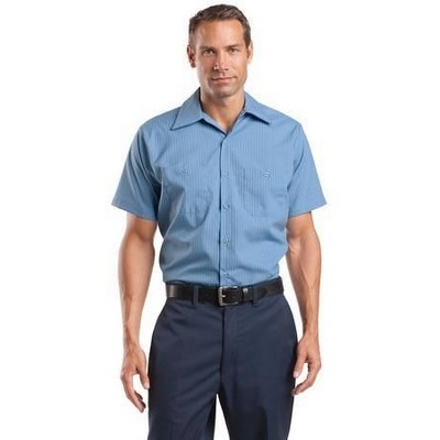 Red Kap® Short Sleeve Long Size Striped Industrial Work Shirt