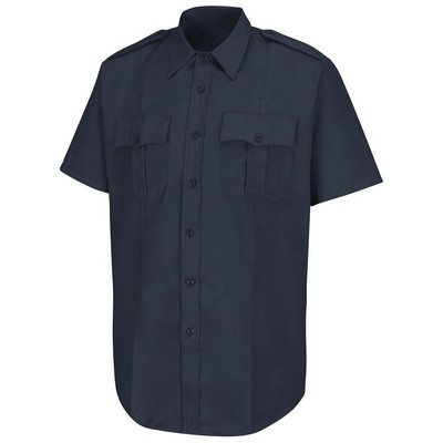 Horace Small™ Men's Short Sleeve Dark Navy Blue New Dimension® Stretch Poplin Shirt