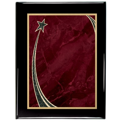 Ebony Piano Finish Plaque with Maroon Rising Star Brass Plate, 9 x 12"