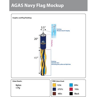 Navy Windsocks 60x5.5 Inch