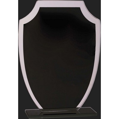 On Reflection Black Shield Glass Award - 6 1/2'' H