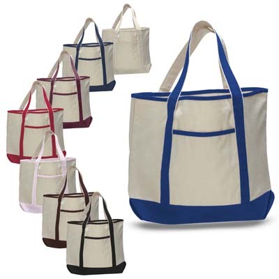 22" 12oz. Premium Jumbo Nautical Canvas Tote W/Interior Zipper Pocket