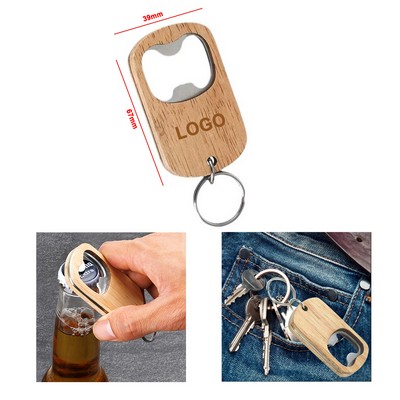 Wooden Bottle Opener Keychain