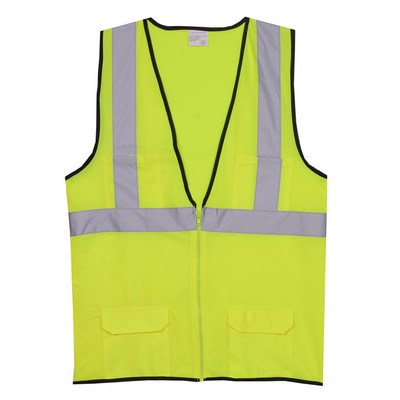 Yellow Solid Zipper Safety Vest (Small/Medium)