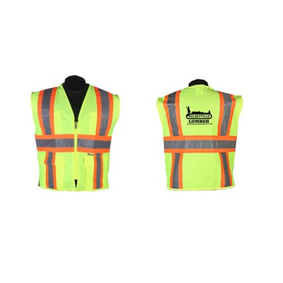 Green safety vest, 2 tone stripes (med- 5xl)