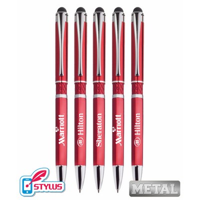 Union Printed - Rhinestone - Metal Stylus Click Pen with 1-Color Logo