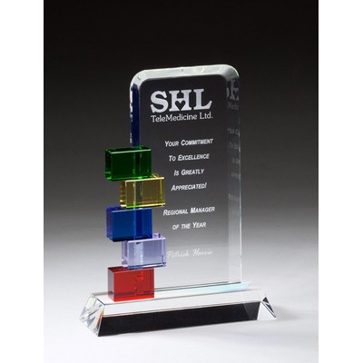 Steps to Success Colorful Blocks Glass Award - 7'' H