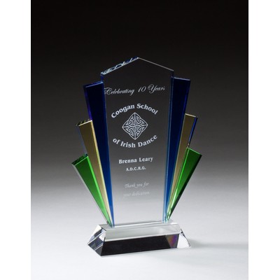 Biggest Fan Colorful Accents Glass Award - 9'' H