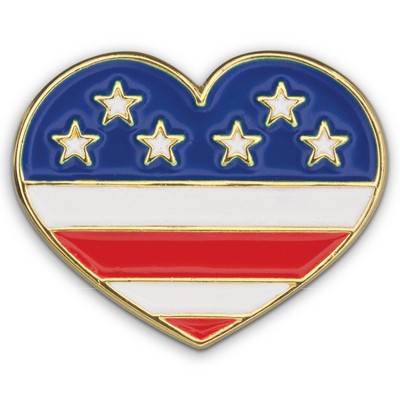 Heart w/Flag Patriotic Lapel Pin