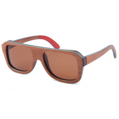 Square Layered Maple Wood Sunglasses - Brown Frames