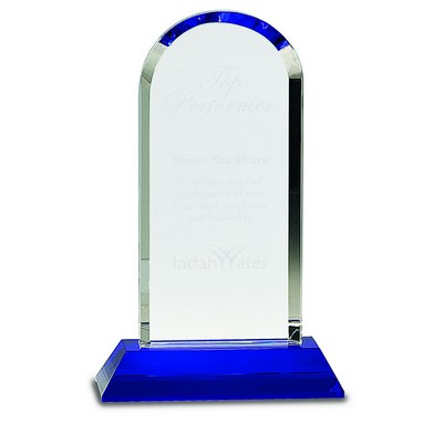 9 1/4" Clear Crystal Dome on Blue Pedestal Base