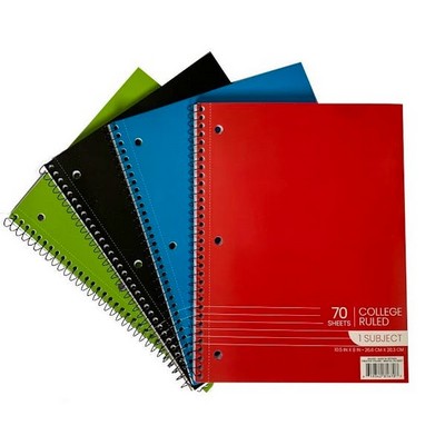 1 Subject College Ruled Spiral Notebooks - 70 Sheets, 4 Colors (Case o