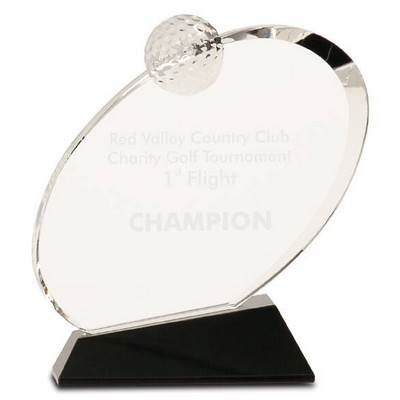 Crystal Oblong Golf Award, 7 1/4"H