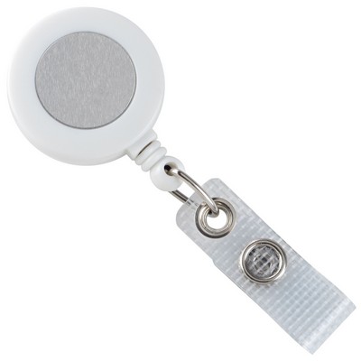 Round Solid Opaque Clip On Fast Ship Plastic Badge Reel (White)