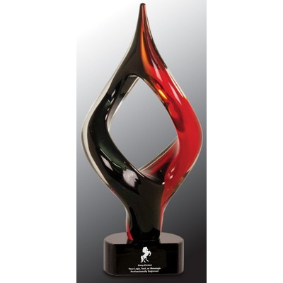 13 1/4" Red & Black Twist Art Glass Award