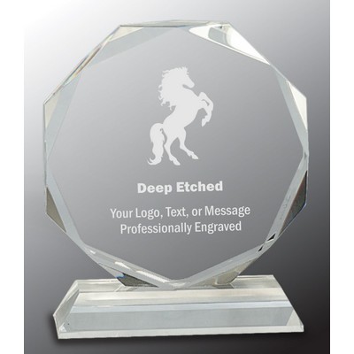 6" Clear Crystal Award Octagon on Clear Pedestal Base