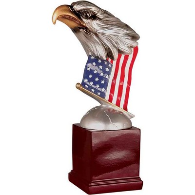 Eagle Head and Flag on Resin Base