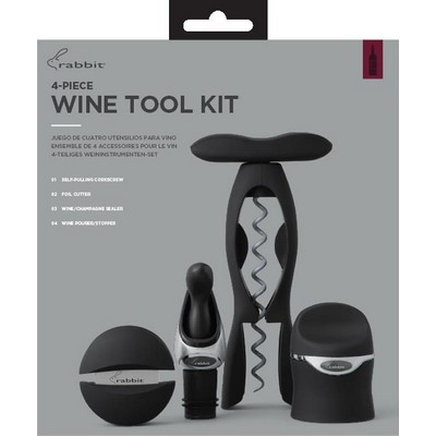 Rabbit® 4 Piece Velvet Black Wine Tool Kit