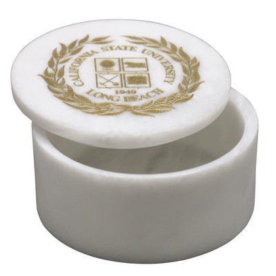 Round White Marble Box with Removable Lid