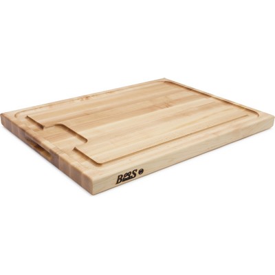 John Boos Au Jus Maple Cutting Board w/Hand Grips & Sloping Juice (24"x18"x1.5")