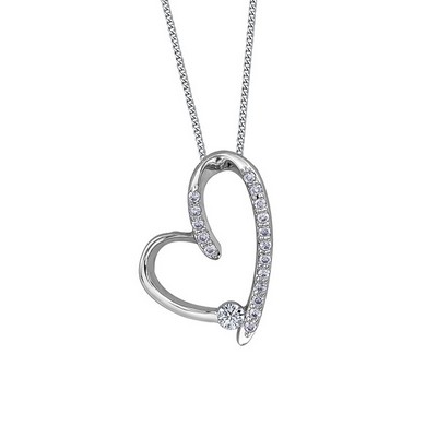 Canadian Diamond Open Heart Pendants in 10K White Gold (0.1 CT TW)