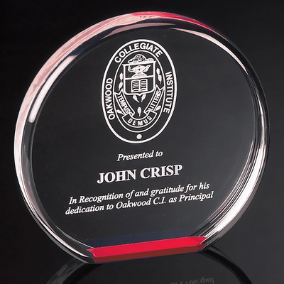 Round Reflective Red Acrylic Award, Large (6" Diameter x 1" Thick)