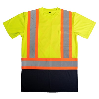 Ansi 2 Class 2 Premium 2 Tone Orange Contrast Pocket Tshirt