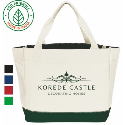 Elegant Tote Bag Eco Friendly Canvas Green Trim