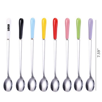 7.59'' Ceramic Handle Steel Spoon