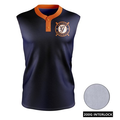 Men's and Kids' Sublimation 2-Button Sleeveless Baseball Jersey - Interlock