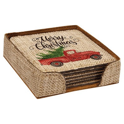 4" x 4" Sublimatable Burlap Square 6-Coaster Set