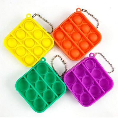 Silicone Sensory Round Square Heart Pop Fidget Toy Keychain