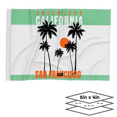 Double-Sided Dye Sublimation 3-Layer 6in x 4in Hand Flag