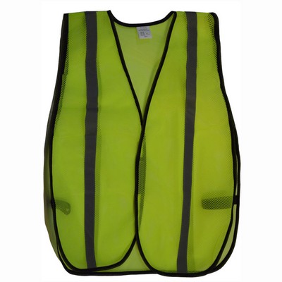 NON-ANSI Lime Mesh Safety Vest - 1" Silver Tape