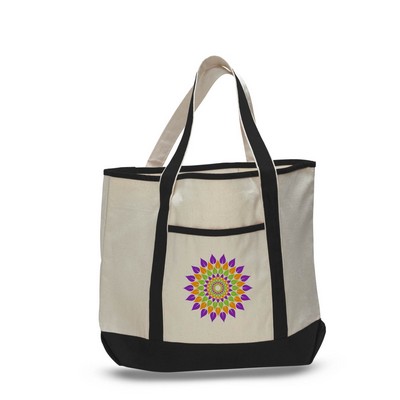 2 Tone Canvas Tote Bag w/ Interior Zipper Pocket - Full Color Transfer (22"x16"x6")