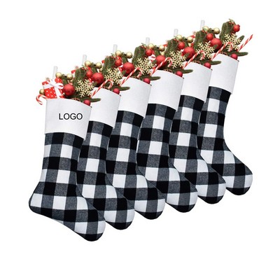 Black White Buffalo Plaid Christmas Stockings