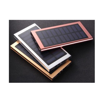 10000mAh Solar Aluminum Dual Port Power Bank w/Monocrystalline Panel