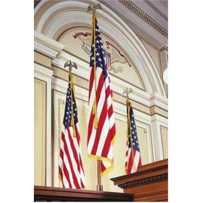 7' Pole Standard Oak Indoor Display Flag Set